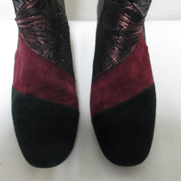 Anthropologie Bettye Mueller Cyd Suede Canvas patchwork boots booties Size 7.5 - Picture 8 of 16